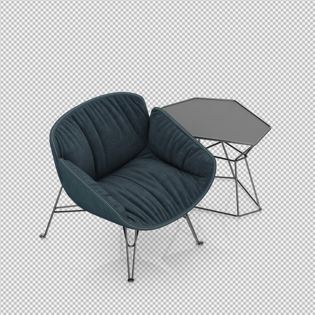 3d renderowanie izometrycznego krzesła