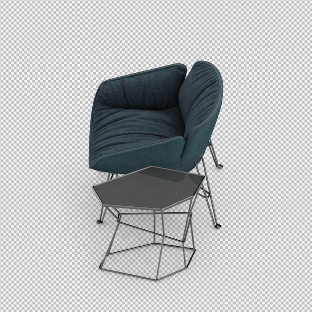 3d renderowanie izometrycznego krzesła