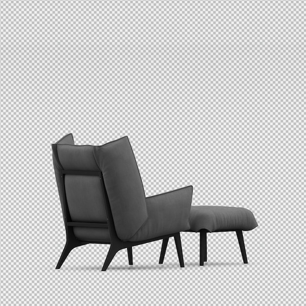 3d renderowanie izometrycznego krzesła