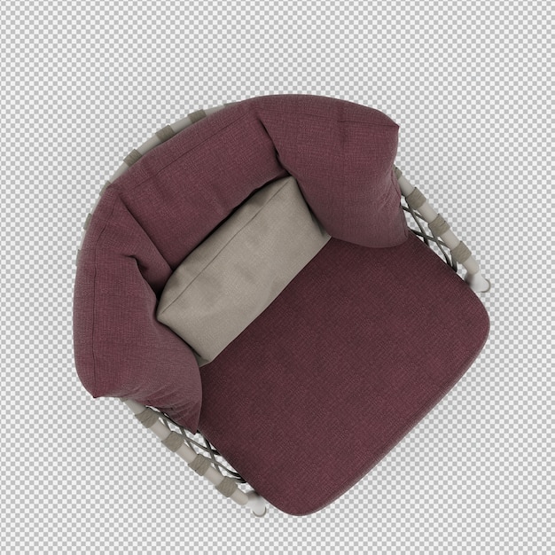 3d renderowanie izometrycznego krzesła
