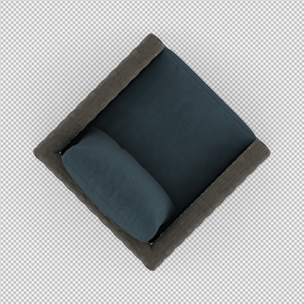3d renderowanie izometrycznego krzesła