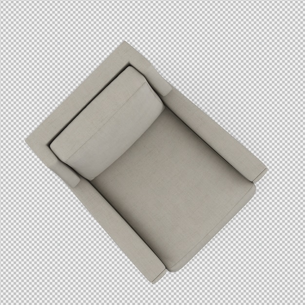 3d renderowanie izometrycznego krzesła
