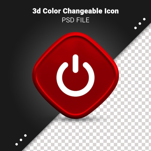 PSD 3d renderowanie koloru ikony mocy zmienny i w pełni edytowalny