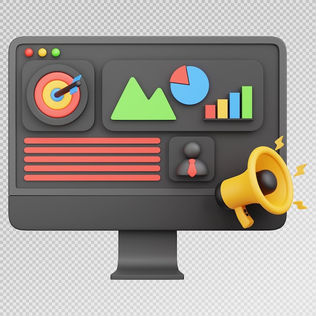 3D renderowanie koncepcji marketingu cyfrowego