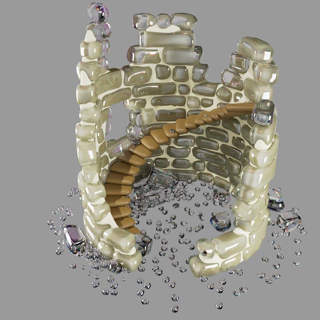 3d renderowanie kształtu przezroczystym z obiektem
