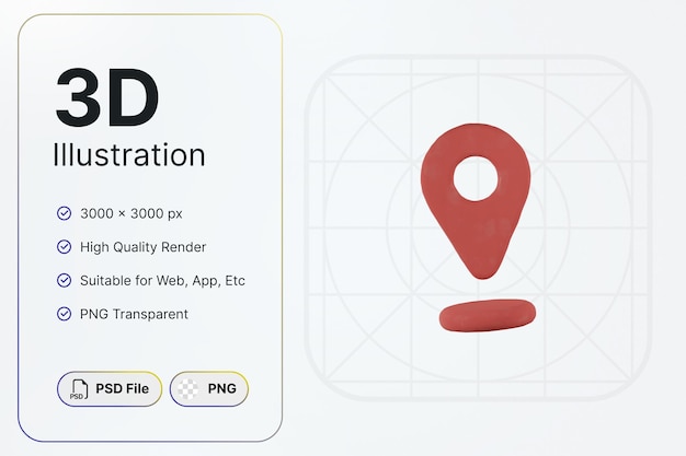 PSD 3d renderowanie lokalizacji gliny niezbędny obiekt koncepcja nowoczesna ikona ilustracje projekt