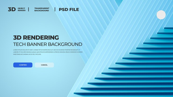 PSD 3d renderowanie niebieskiego geobannera bg