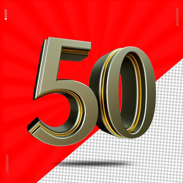 3d renderowanie numer 50 stalowa czcionka