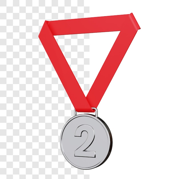 PSD 3d renderowanie srebrny medal na białym tle