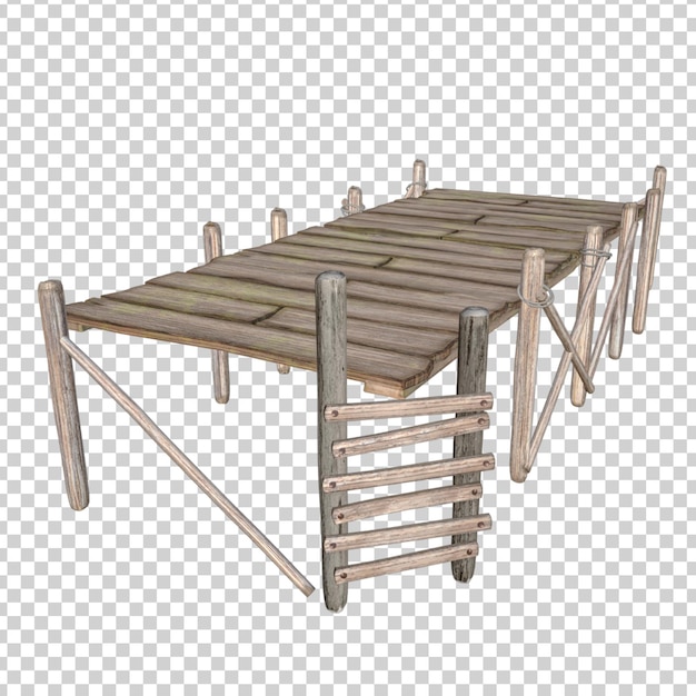 3d renderowanie starego drewnianego doku starego molo