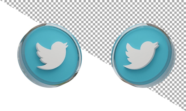3d Renderowanie Szkła Ikona Logo Twitter Izometryczny