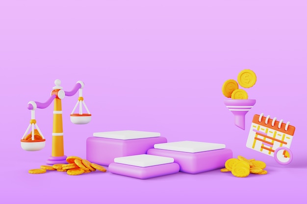 3D renderowanie tła podium sprzedaży i marketingu
