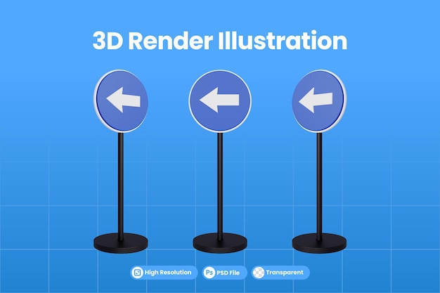 PSD 3d renderowanie znaków drogowych w prawo tylko premium psd