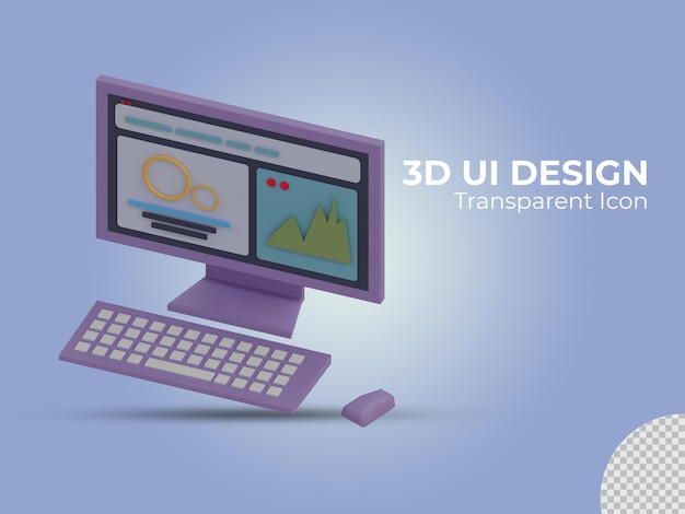3d renderowany interfejs użytkownika komputera przezroczysty widok z góry