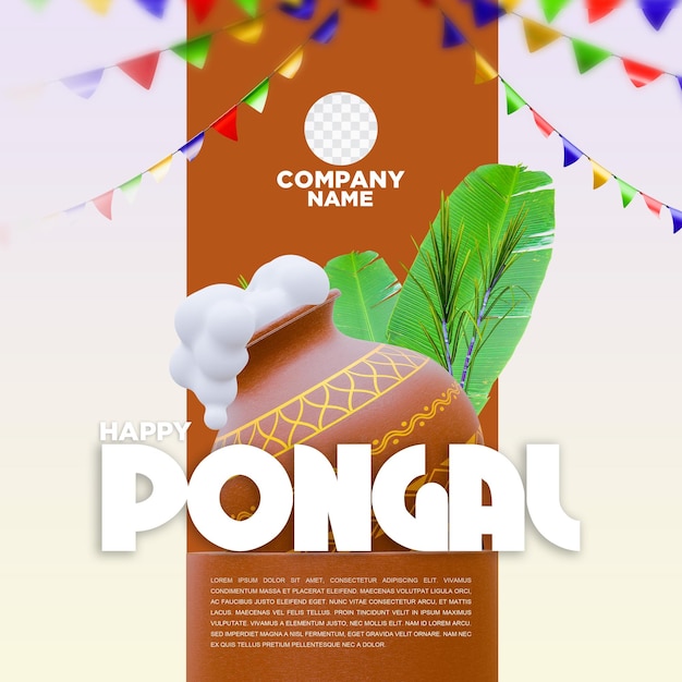 3D renderowany Pongal Pot post w mediach społecznościowych