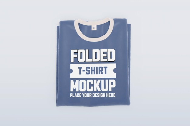 3d renderowany składany niebieski T-Shirt Mockup