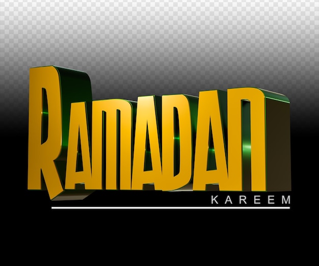 3d Renderowany Tekst Ramadan Kareem Na Przezroczystym Tle