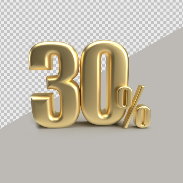 PSD 3d renderpercentage goud 30