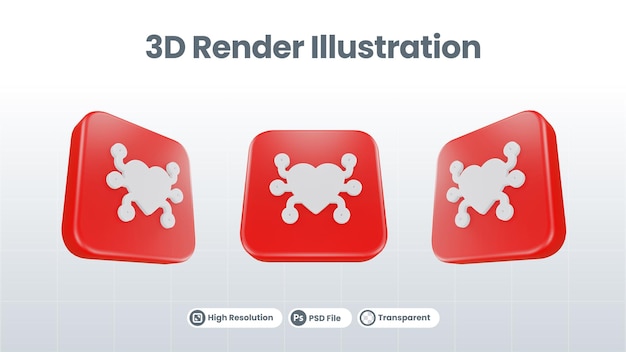 3D Renderuj Walentynki Z Ikoną Awatara Dla Ui UX Web Mobile App Promocja Mediów Społecznościowych