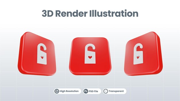 3D Renderuj Walentynki Z Ikoną Karty Serca Dla Ui UX Web Mobile App Promocja Mediów Społecznościowych
