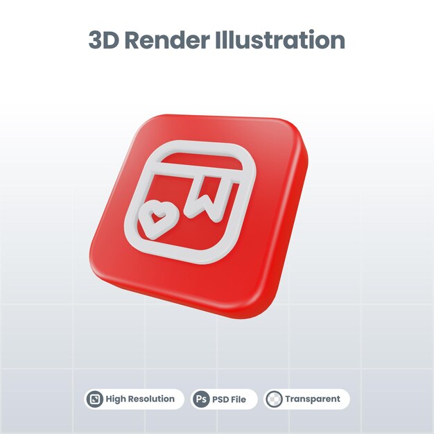 PSD 3d renderuj walentynki z ikoną kupidyna dla ui ux web mobile app promocja mediów społecznościowych