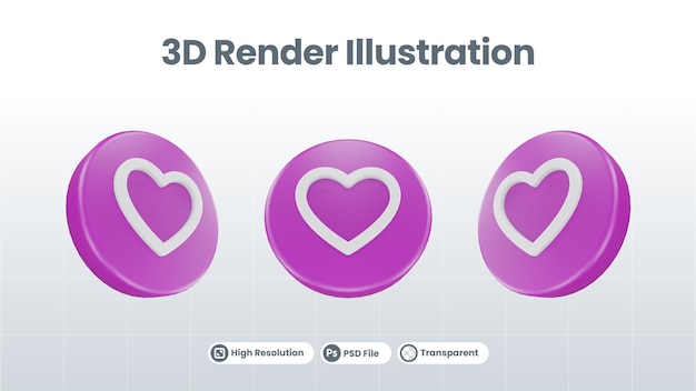 3D Renderuj Walentynki z ikoną miłości dla aplikacji mobilnej UI UX Web Promocja w mediach społecznościowych