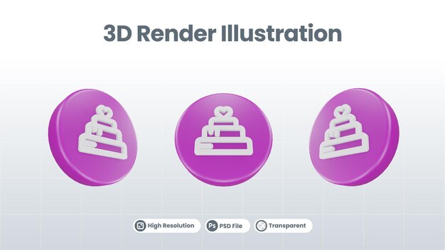 3D Renderuj Walentynki z ikoną miłości dla aplikacji mobilnej UI UX Web Promocja w mediach społecznościowych