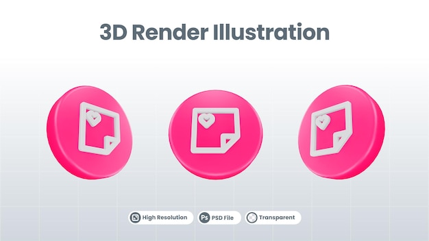 3d Renderuj Walentynki Z Karteczką Ikoną Dla Ui Ux Web Mobile App Promocja Mediów Społecznościowych