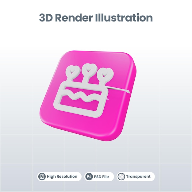 3D Renderuj Walentynki Z Łóżkiem Ikona Dla Ui UX Web Mobile App Promocja Mediów Społecznościowych