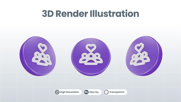 3D Renderuj Walentynki Z Rodzinną Ikoną Dla Ui UX Web Mobile App Promocja Mediów Społecznościowych