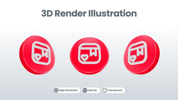 3D Renderuj Walentynki z żeńską ikoną dla UI UX Web Mobile App Social Media Promotion
