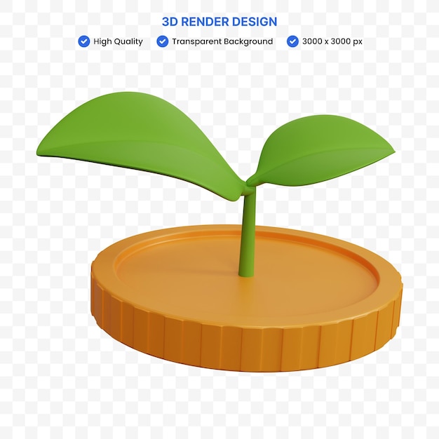 3d Renderująca Moneta Z Izolowanym Liściem