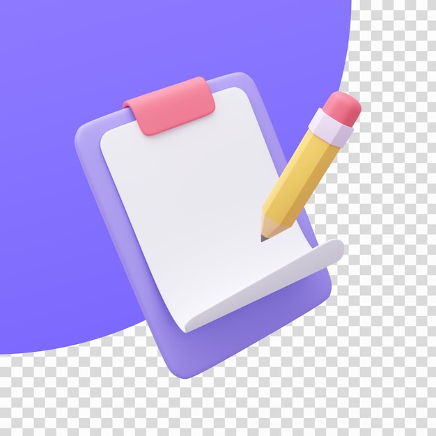 3D report paper clipboard Note paper for checklist notes 3D illustration with clipping path