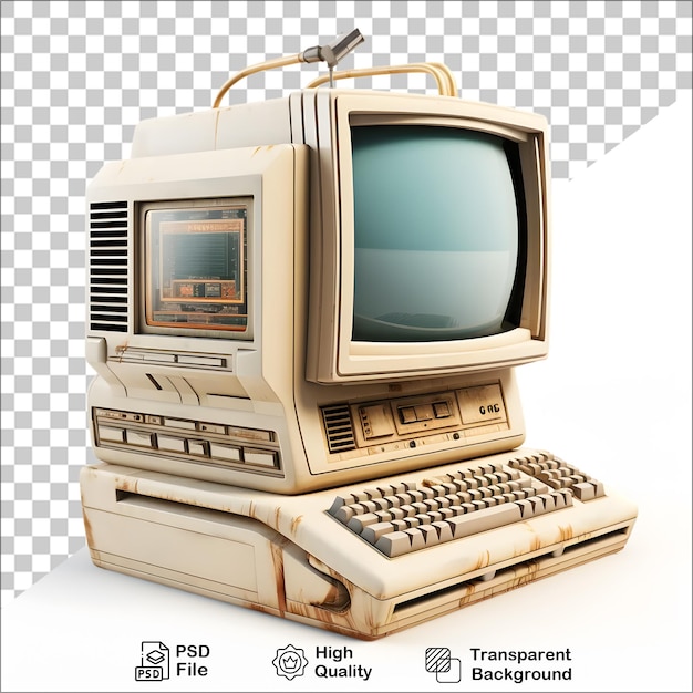 PSD 3d retro computer op doorzichtige achtergrond