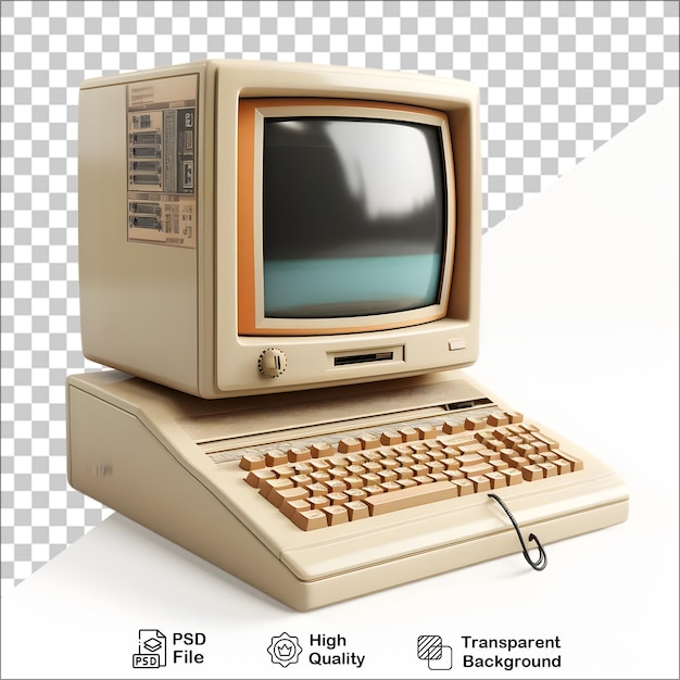 3d retro computer op doorzichtige achtergrond