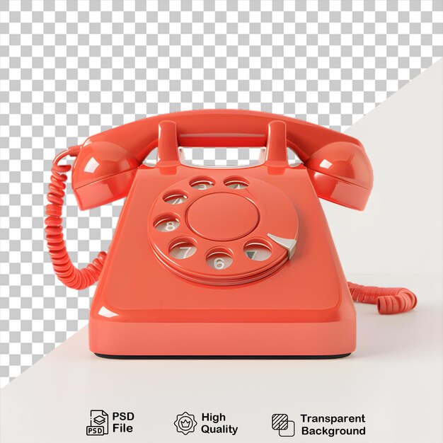 3d ретро телефон в стиле мультфильма изолирован на прозрачном фоне