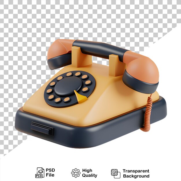 PSD 3d retro telephone cartoon style isolated on transparent background