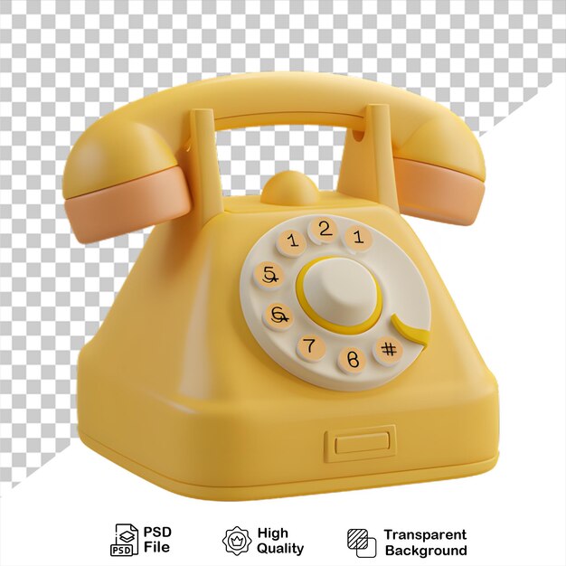 PSD 3d retro telephone cartoon style isolated on transparent background