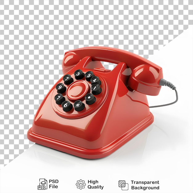 PSD 3d retro telephone cartoon style isolated on transparent background