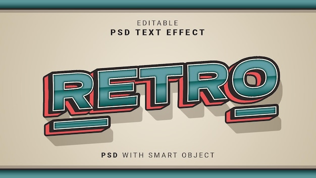 PSD effetto di testo retrò 3d