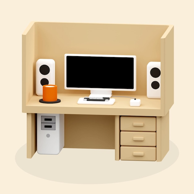 3D Retro Upgrade Computer Work Desk