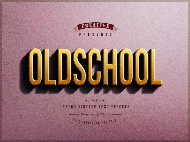 PSD effetto di testo 3d retro vintage modificabile