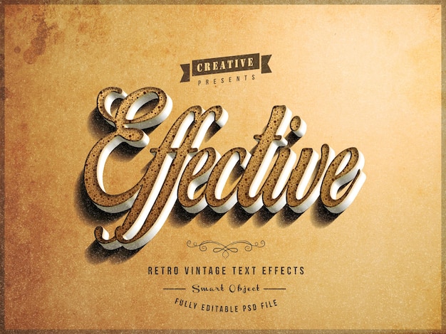 PSD 3d retro vintage editable text effect