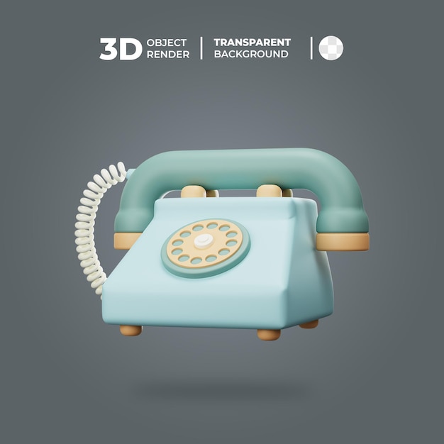 3d retro vintage telephone