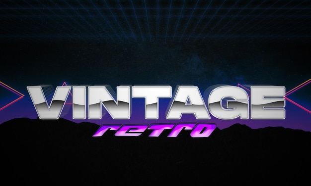 3d retro vintage text effect psd template