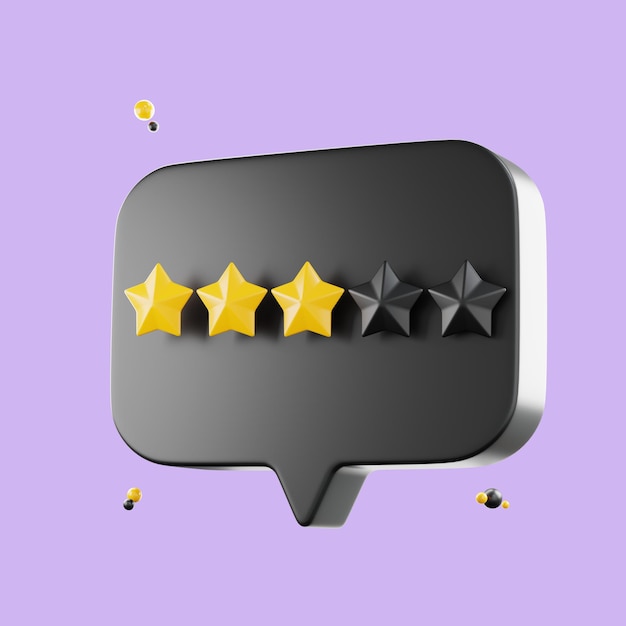 PSD 3d review rating stars for best excellent services rating five stars