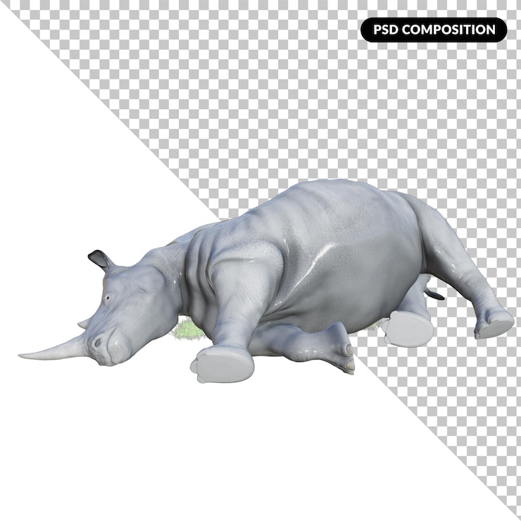 PSD 3d rhinoceros illustration rendering