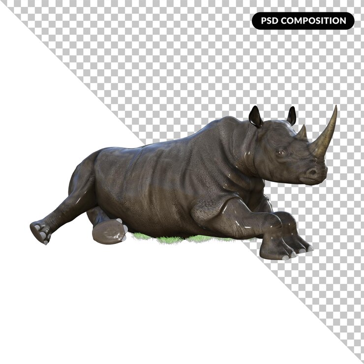 PSD 3d 코뿔소 그림 렌더링
