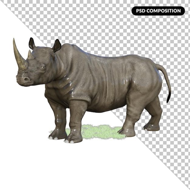 PSD rappresentazione dell'illustrazione del rinoceronte 3d