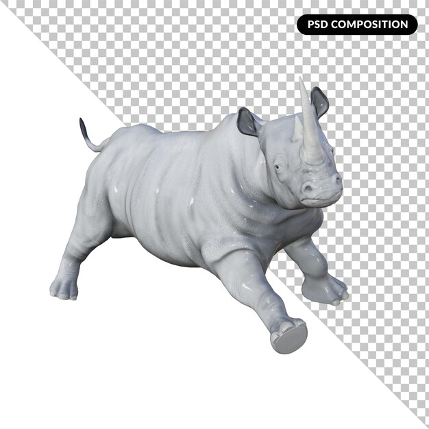 PSD 3d rhinoceros illustration rendering